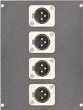 4 Port XLR Floor Box Bottom - Loaded with Male to Female XLR Neutrik Adapters